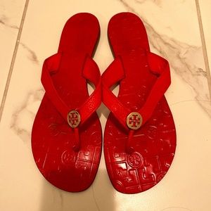 Tory Burch Red Thora Leather Sandal